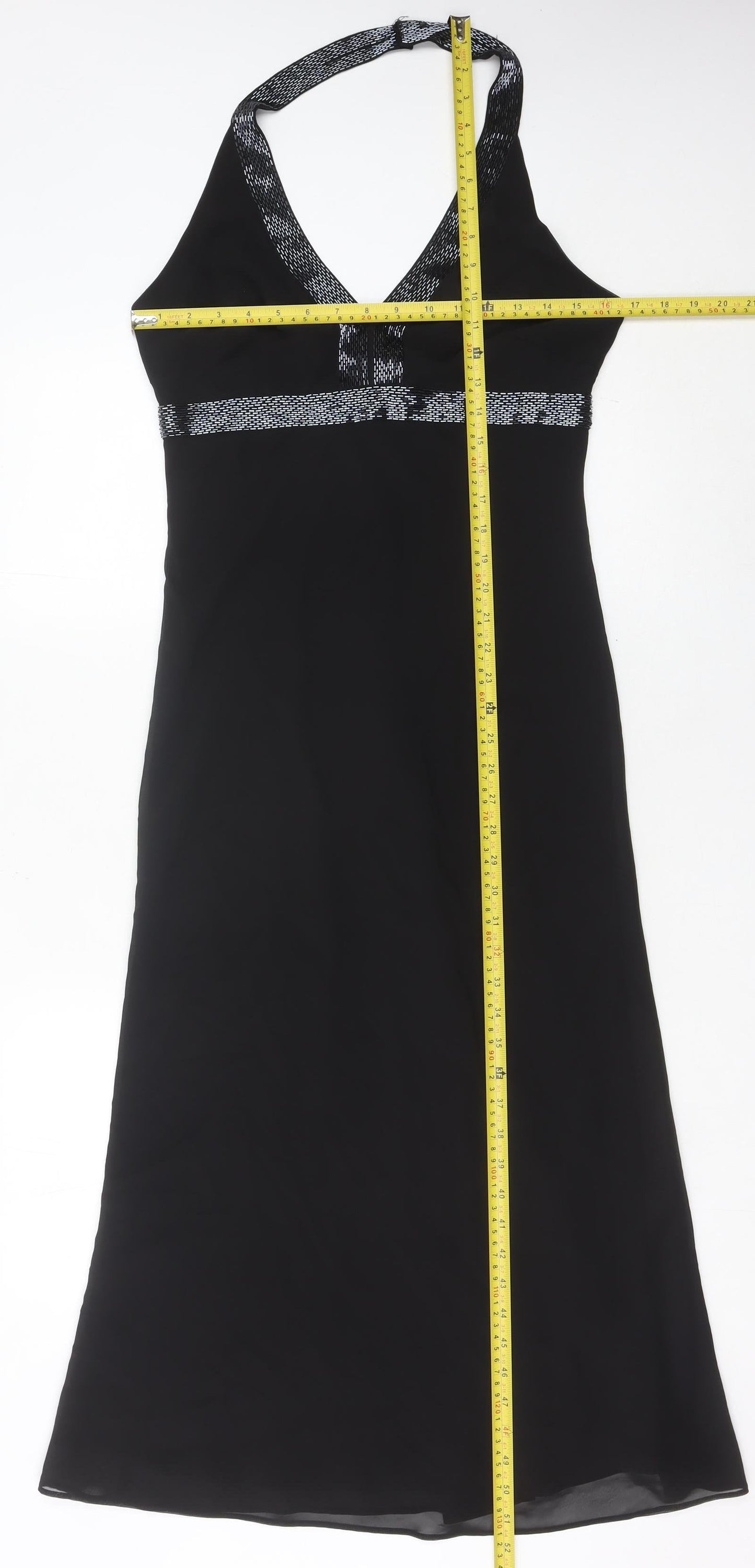 Mexx Women’s Black Halter Maxi Dress M Beaded Formal Wedding