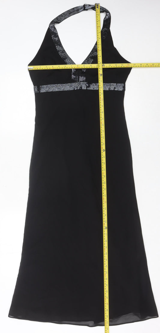 Mexx Women’s Black Halter Maxi Dress M Beaded Formal Wedding