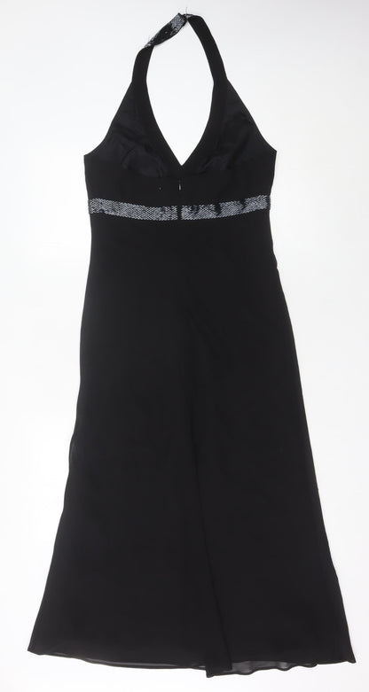 Mexx Women’s Black Halter Maxi Dress M Beaded Formal Wedding