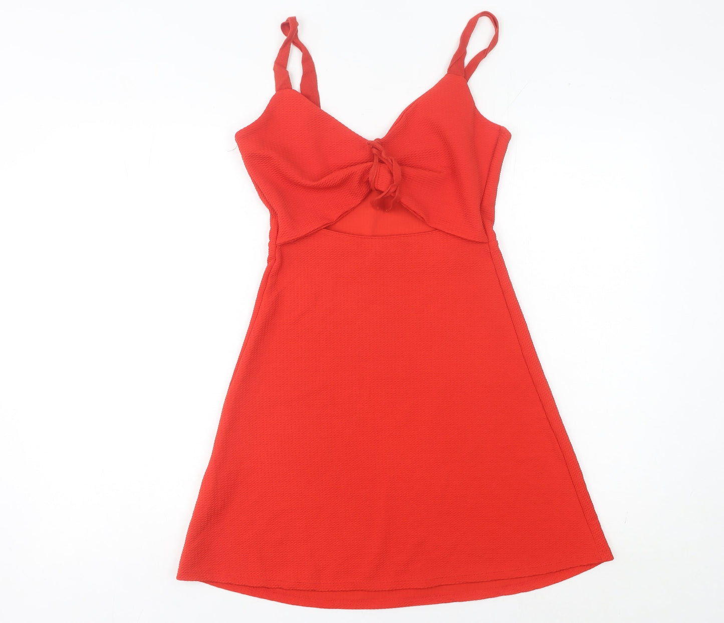 Mango Women’s Red A-Line Strappy V-Neck Short Dress Size 8