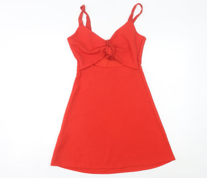 Mango Women’s Red A-Line Strappy V-Neck Short Dress Size 8