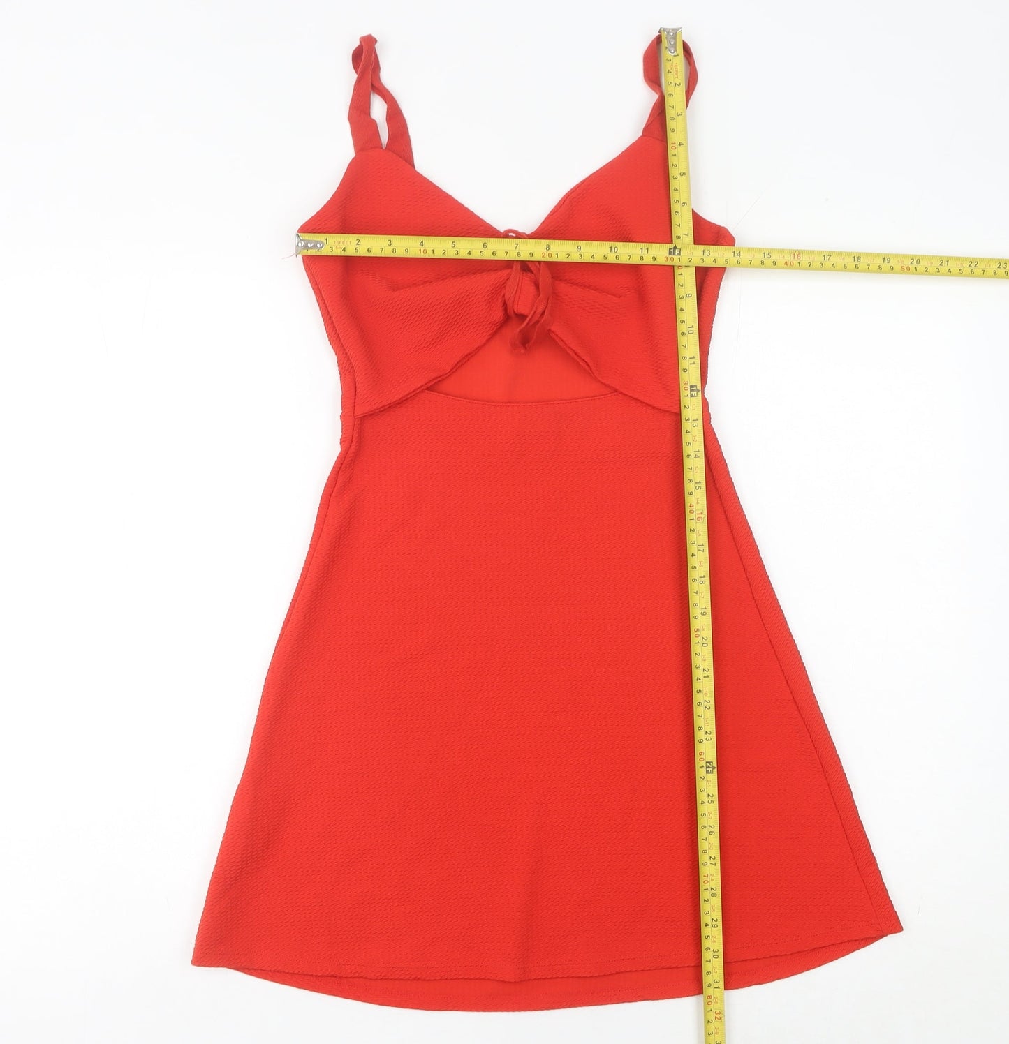 Mango Women’s Red A-Line Strappy V-Neck Short Dress Size 8