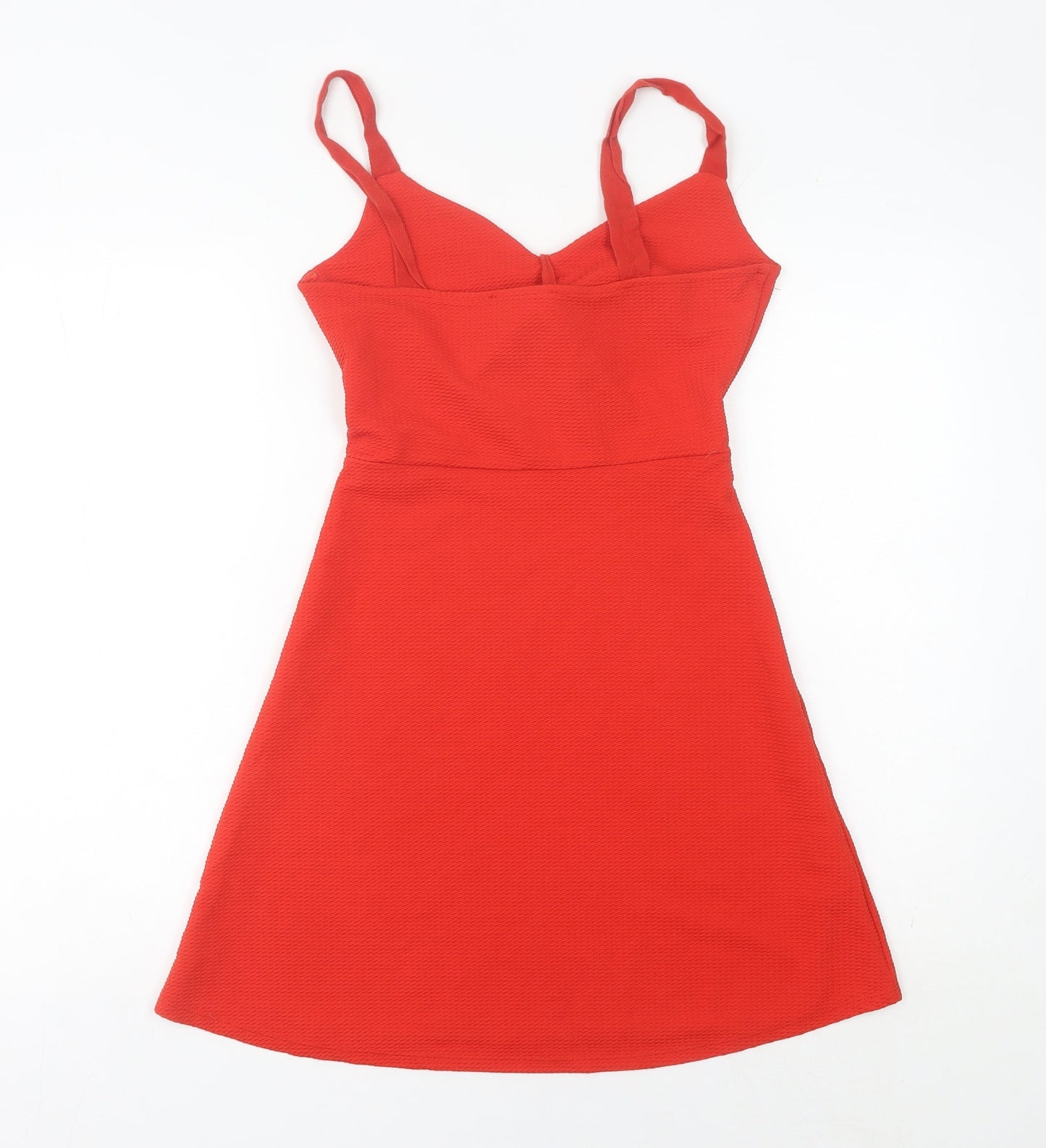 Mango Women’s Red A-Line Strappy V-Neck Short Dress Size 8