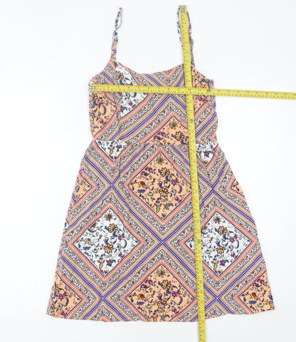 H&M Women’s Multicoloured UK 8 A-Line Scoop Neck Summer Dress