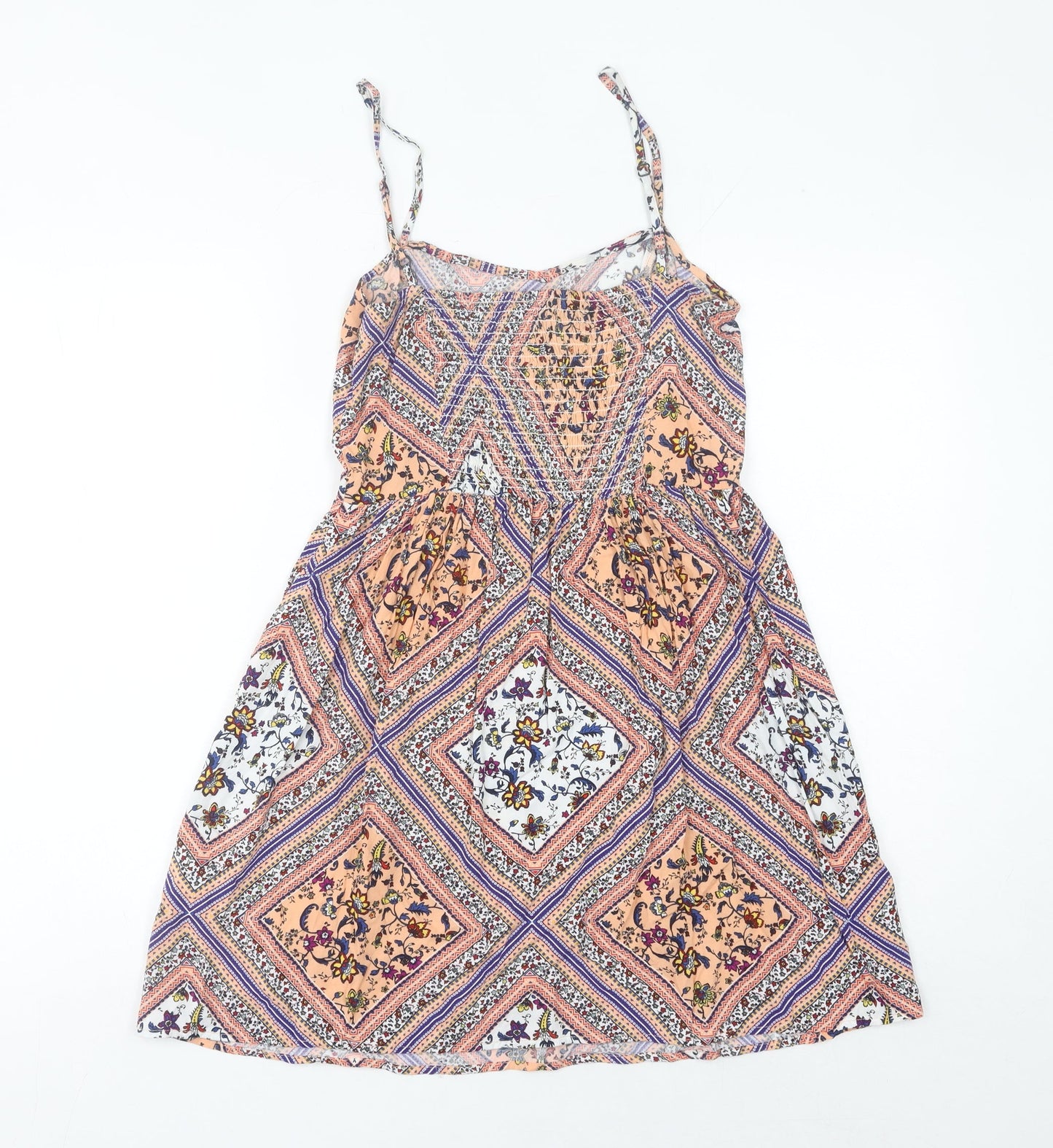 H&M Women’s Multicoloured UK 8 A-Line Scoop Neck Summer Dress