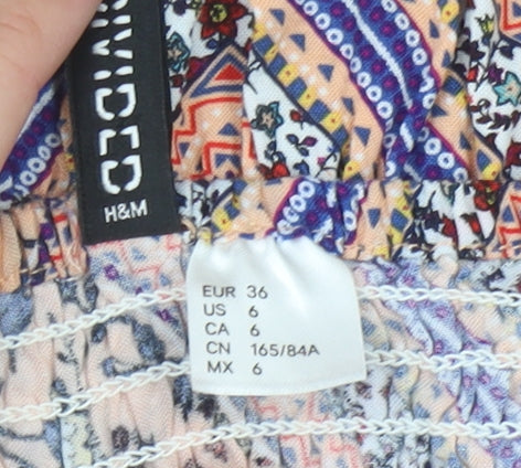 H&M Women’s Multicoloured UK 8 A-Line Scoop Neck Summer Dress