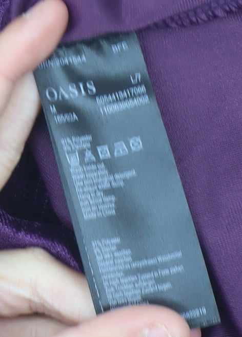 Oasis Women’s Purple Velvet Wrap Dress Long Sleeve Size L Party