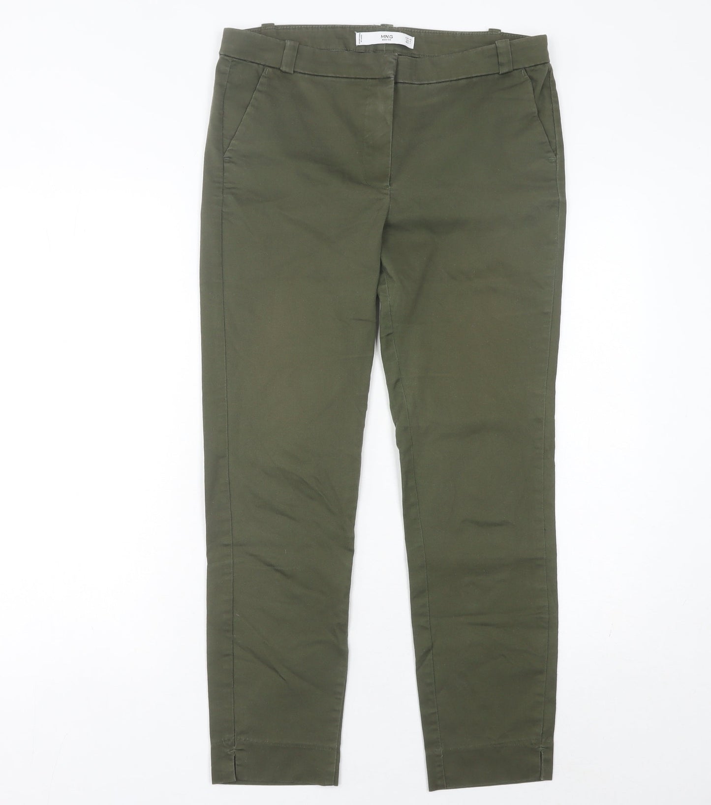 Mango Women’s Green Chino Trousers Slim Fit Size 12 Stretch