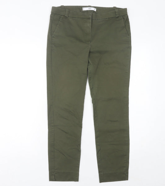 Mango Women’s Green Chino Trousers Slim Fit Size 12 Stretch