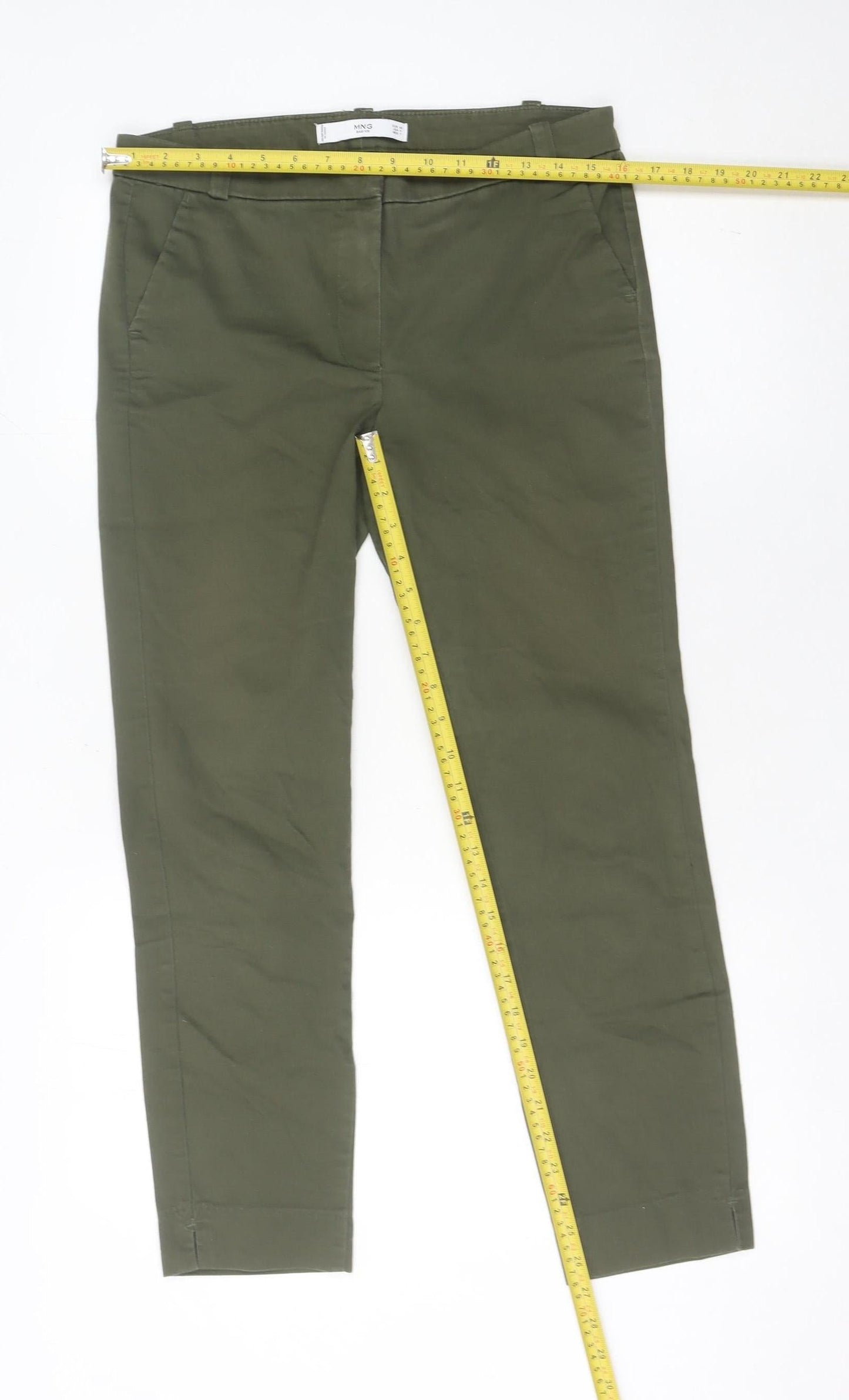 Mango Women’s Green Chino Trousers Slim Fit Size 12 Stretch