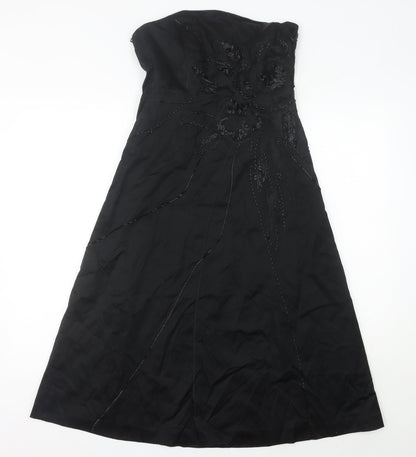 Coast Women’s Black Size 10 Strapless Beaded Long Formal A-Line Dress