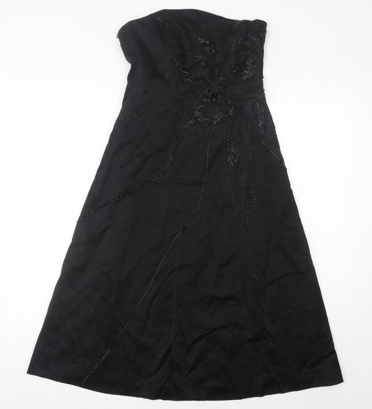 Coast Women’s Black Size 10 Strapless Beaded Long Formal A-Line Dress