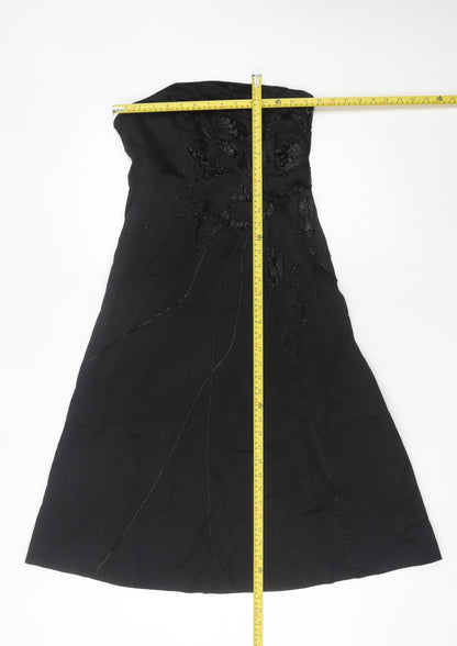 Coast Women’s Black Size 10 Strapless Beaded Long Formal A-Line Dress