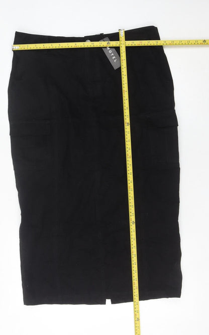 Motel Women’s Black Midi Cargo Skirt L Cotton Pockets Casual