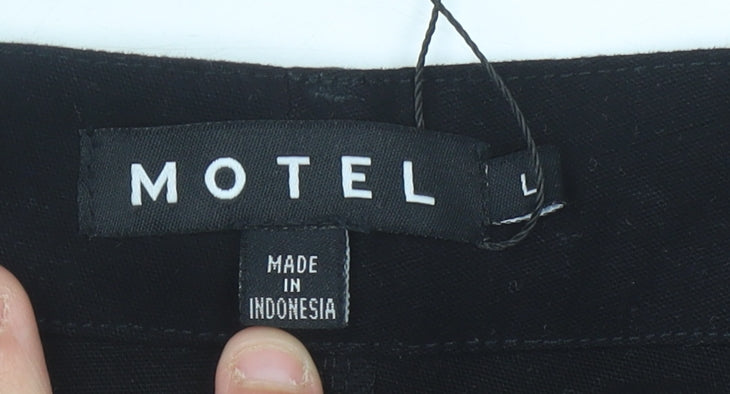 Motel Women’s Black Midi Cargo Skirt L Cotton Pockets Casual