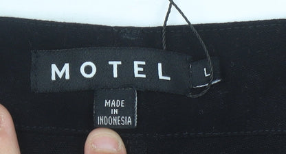 Motel Women’s Black Midi Cargo Skirt L Cotton Pockets Casual