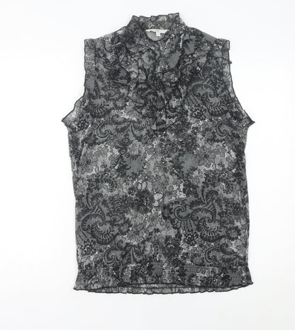 New Look Women’s Black Floral Lace Sleeveless Blouse Size 12