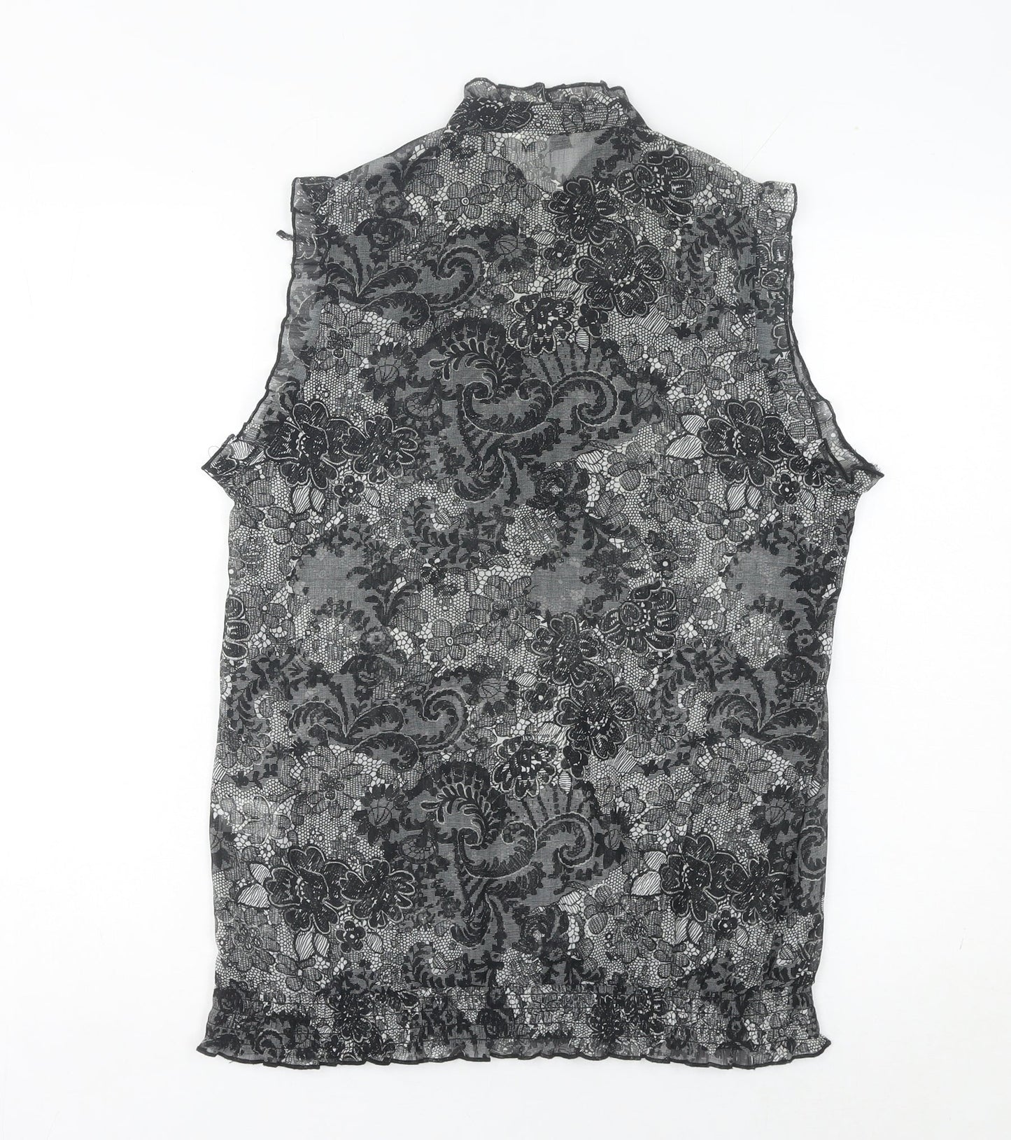 New Look Women’s Black Floral Lace Sleeveless Blouse Size 12