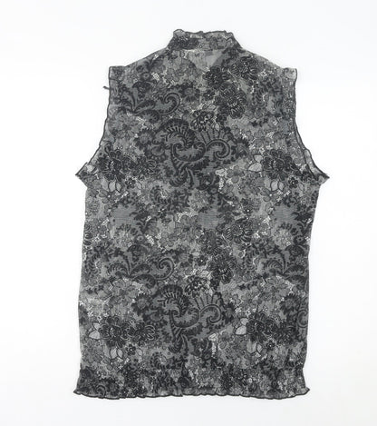 New Look Women’s Black Floral Lace Sleeveless Blouse Size 12