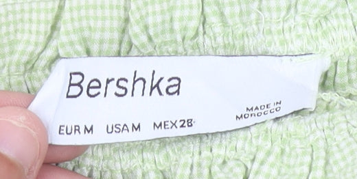 Bershka Women’s Green Off Shoulder Cropped Blouse Size 12 Summer