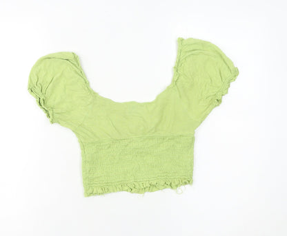 Urban Outfitters Women’s Green Cropped Puff Sleeve Blouse Size S