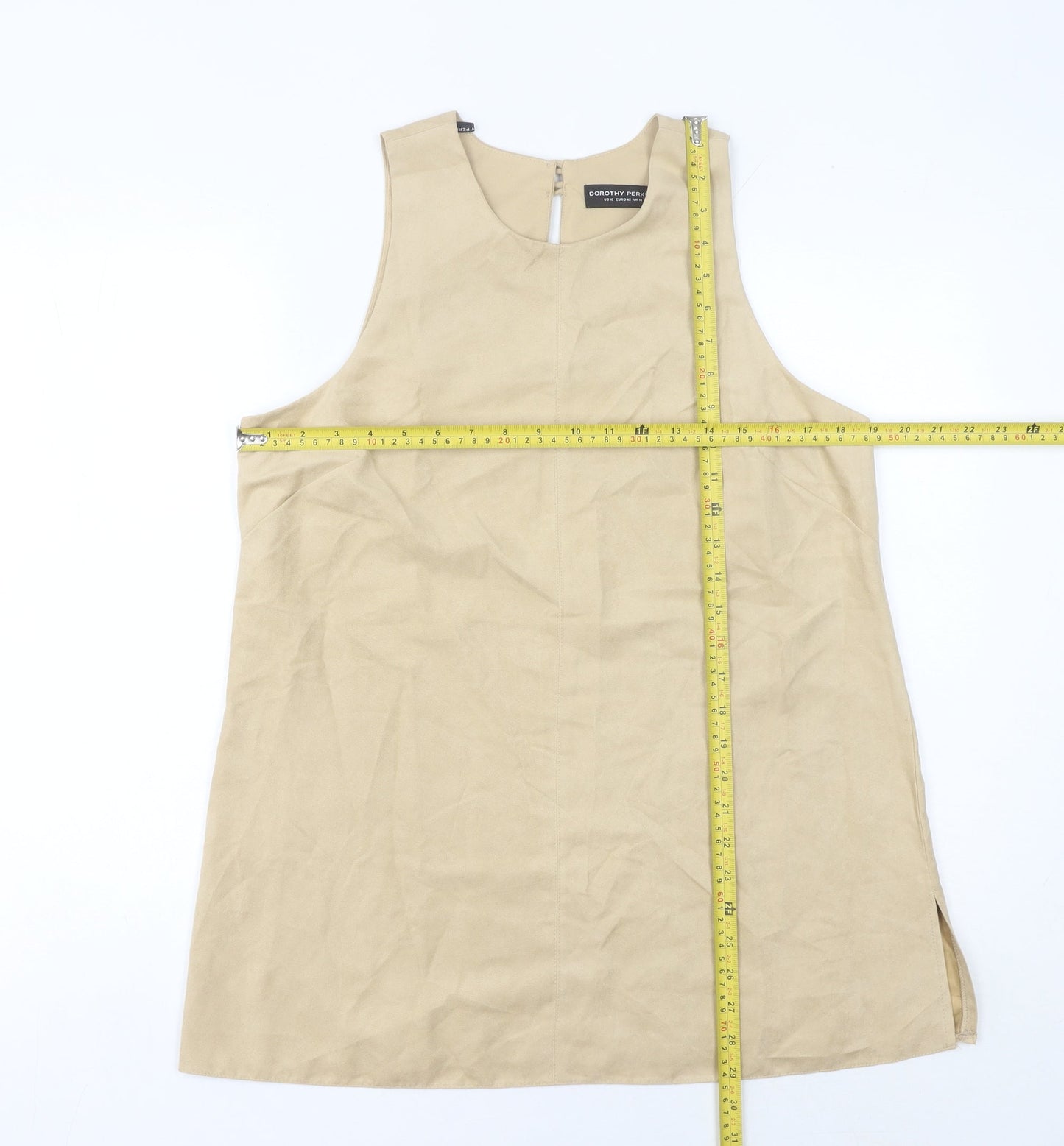 Womens UK Size 14 Dorothy Perkins Beige Basic Tank
