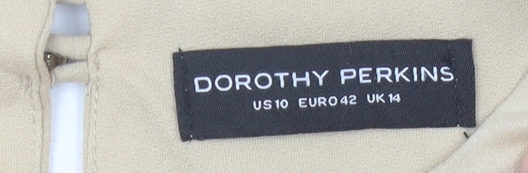 Womens UK Size 14 Dorothy Perkins Beige Basic Tank