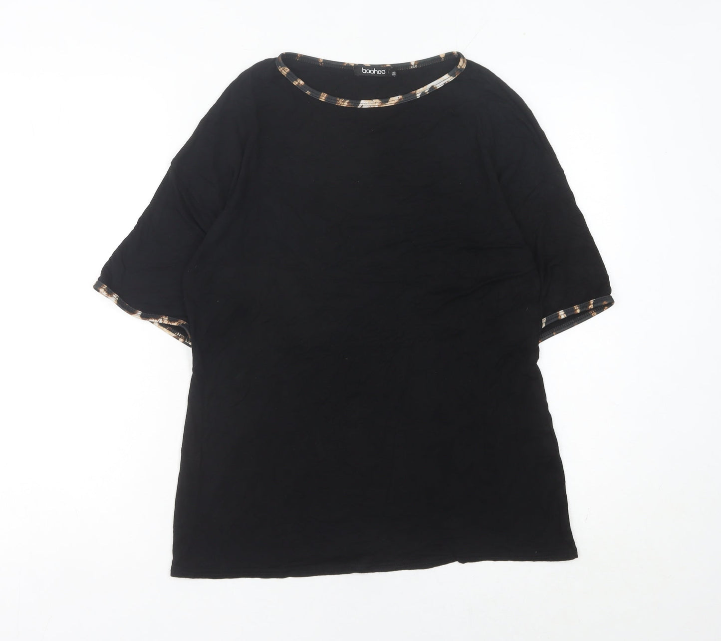 Boohoo Women’s Black Crew Neck Jersey T-Shirt UK 10 Short Sleeve