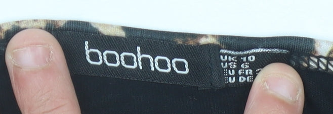 Boohoo Women’s Black Crew Neck Jersey T-Shirt UK 10 Short Sleeve