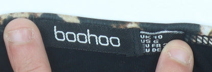 Boohoo Women’s Black Crew Neck Jersey T-Shirt UK 10 Short Sleeve