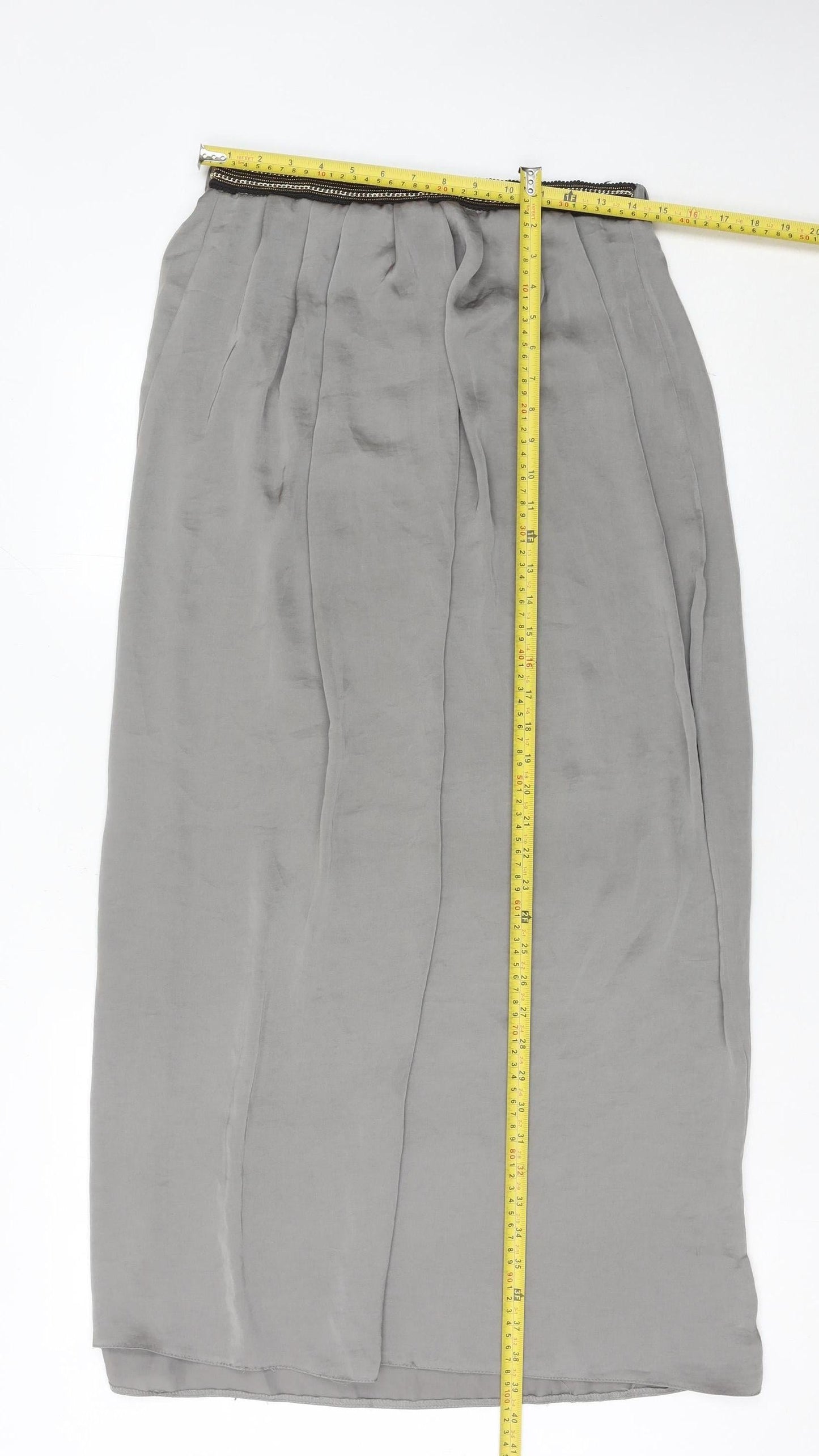 Atmosphere Women’s Grey Midi Straight Skirt Size 12 Beaded Waist
