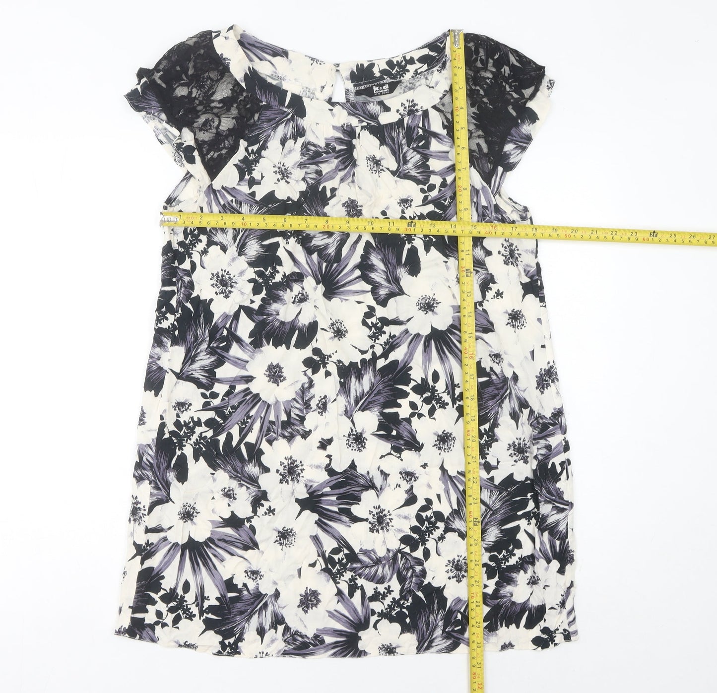 k & d London Women's Multicoloured Floral Shift Dress Size 16 Summer Lace Knee Length