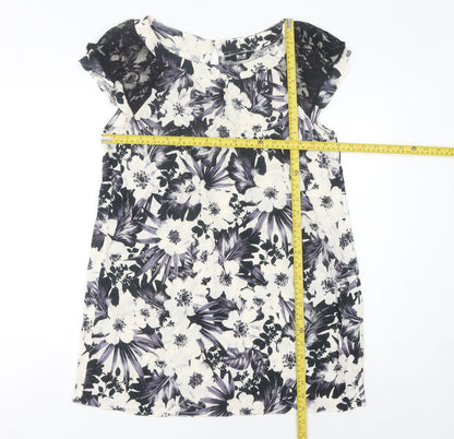 k & d London Women's Multicoloured Floral Shift Dress Size 16 Summer Lace Knee Length