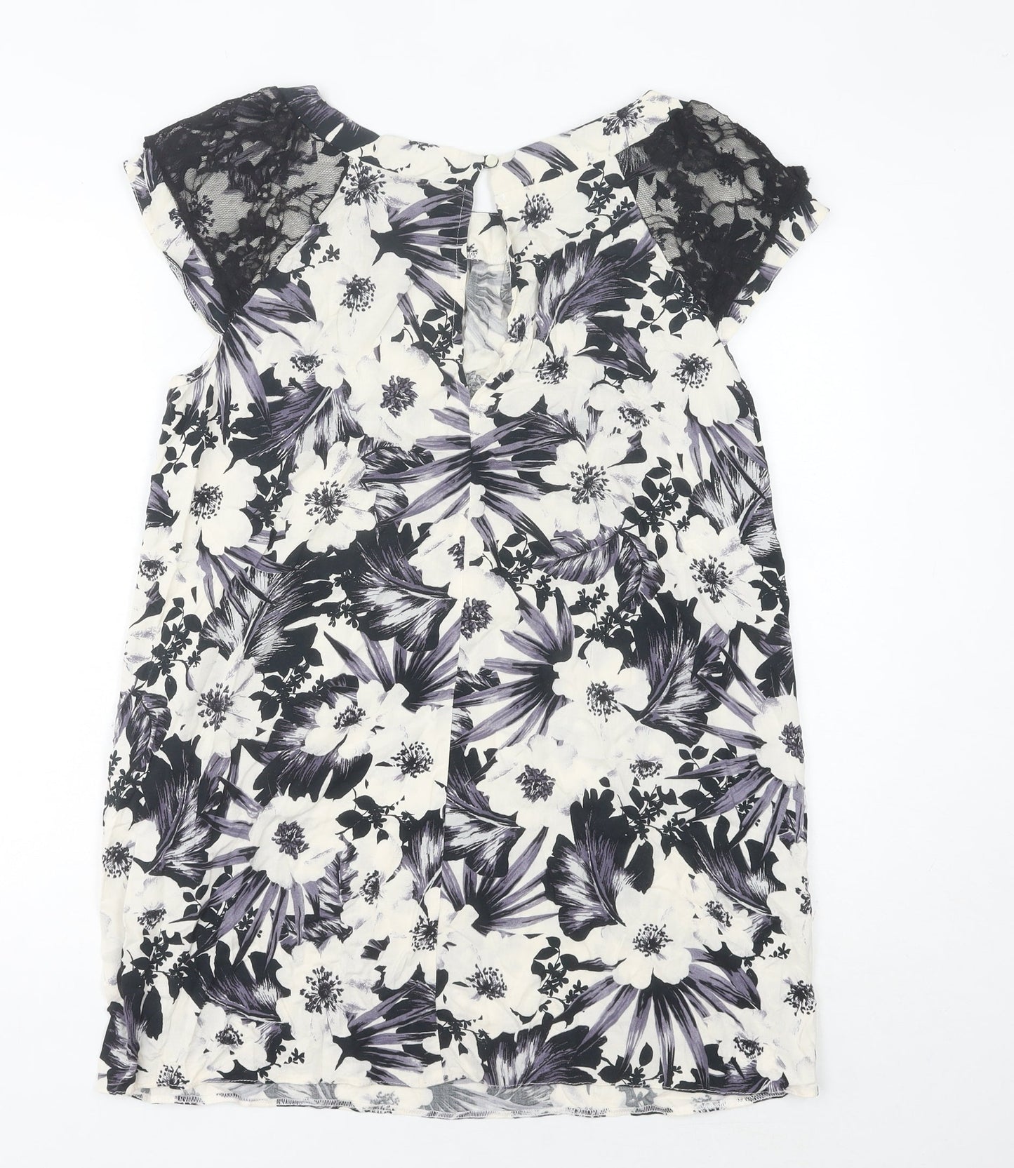 k & d London Women's Multicoloured Floral Shift Dress Size 16 Summer Lace Knee Length