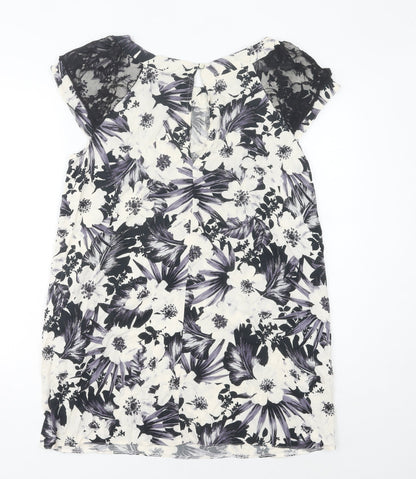 k & d London Women's Multicoloured Floral Shift Dress Size 16 Summer Lace Knee Length