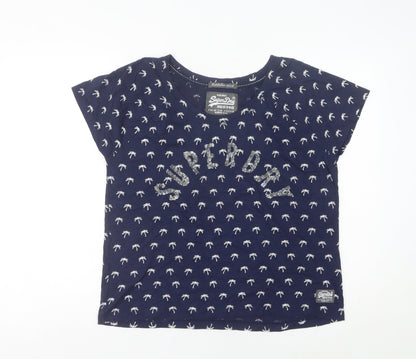 Womens UK Size L Superdry Blue Basic T-Shirt