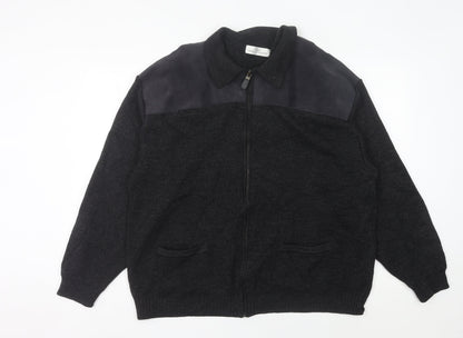 Marks and Spencer Men's Black Wool Blend Full Zip Jumper L