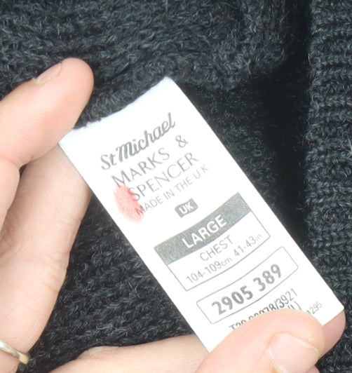 Marks and Spencer Men's Black Wool Blend Full Zip Jumper L