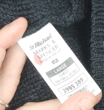 Marks and Spencer Men's Black Wool Blend Full Zip Jumper L