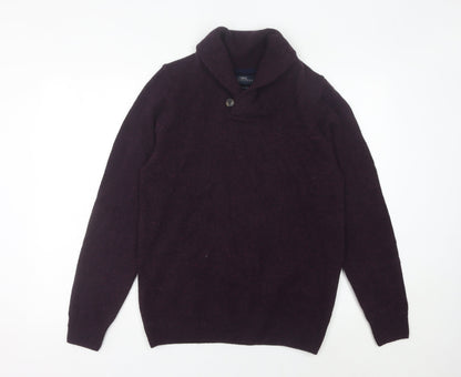Next Men’s Purple Lambswool Collared Pullover Jumper Size M