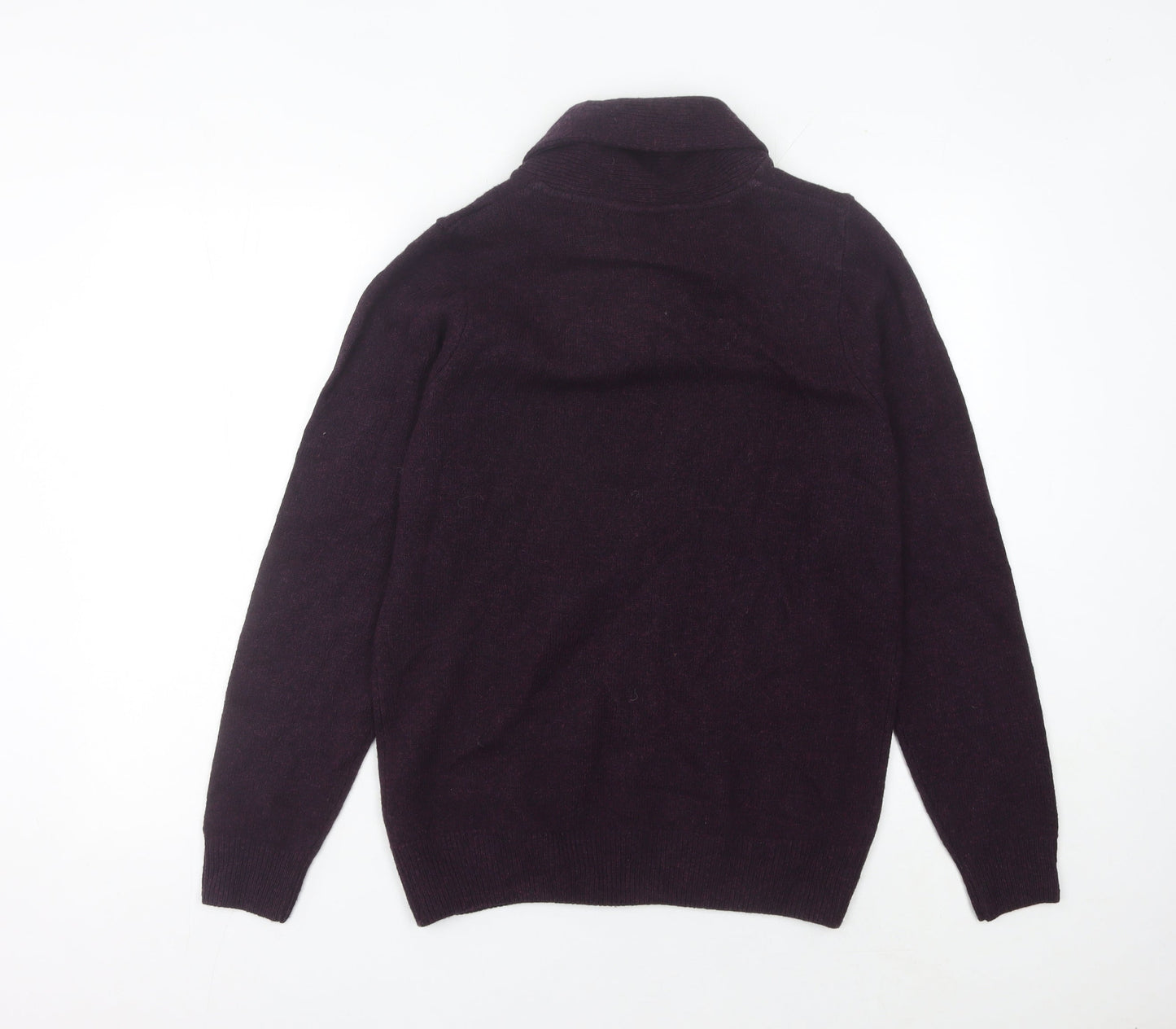 Next Men’s Purple Lambswool Collared Pullover Jumper Size M