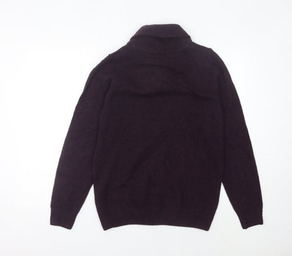 Next Men’s Purple Lambswool Collared Pullover Jumper Size M