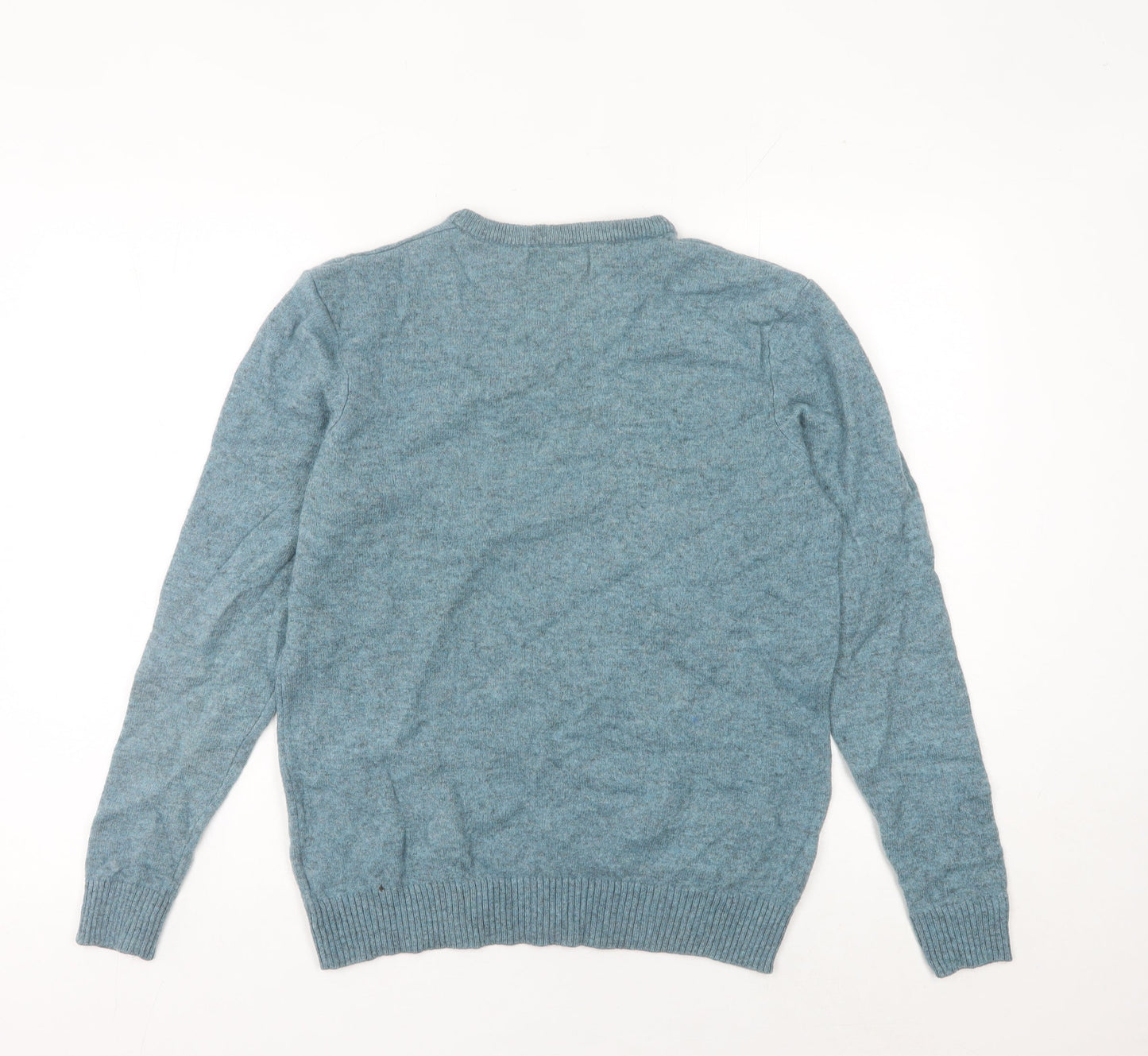 F&F Men’s Blue Lambswool V-Neck Jumper M Regular Fit Autumn Winter