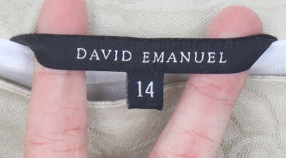 David Emanuel Womens Beige Size 14 A-Line Knee Length Skirt Lined