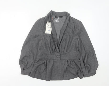 Zara Woman Grey XS Single-Breasted Shawl Collar Blazer