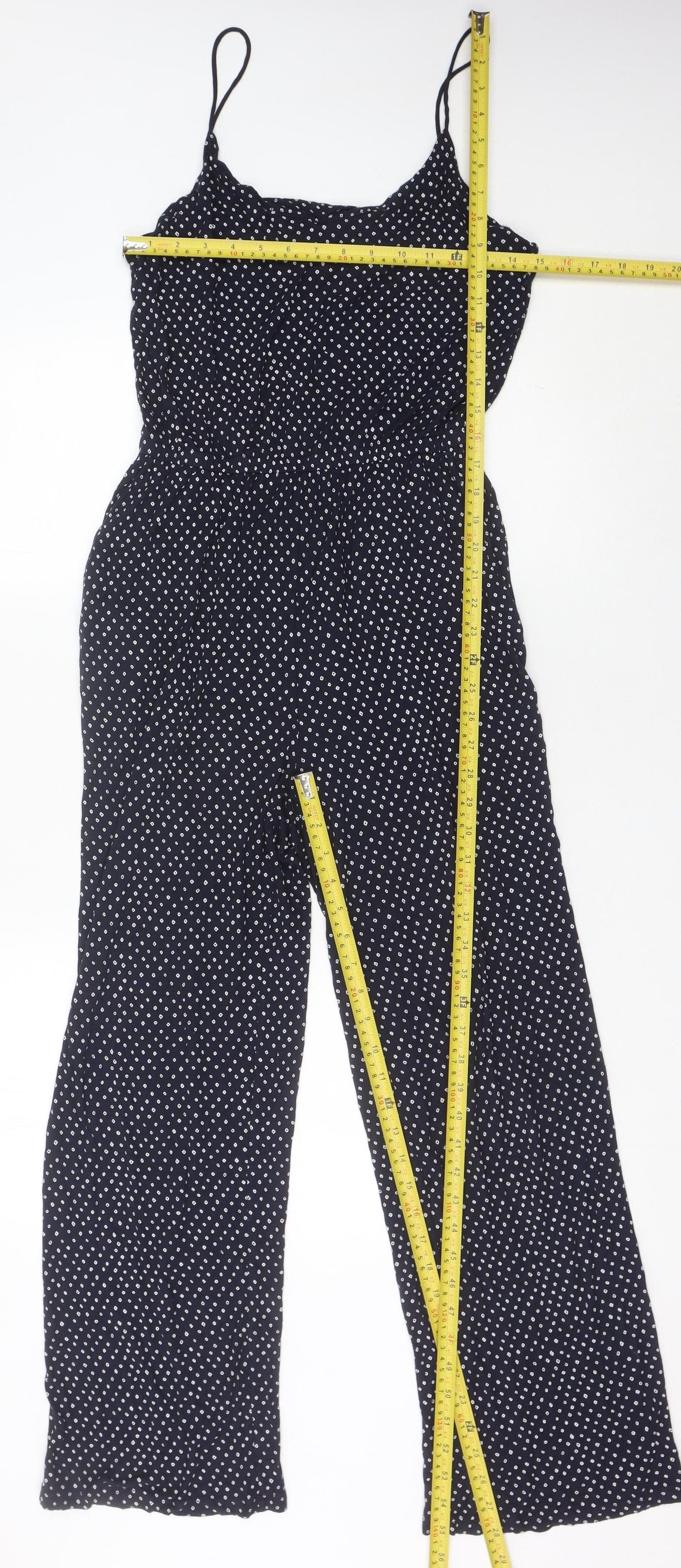 H&M Women’s Black Polka Dot Wide-Leg Viscose Jumpsuit Size 8