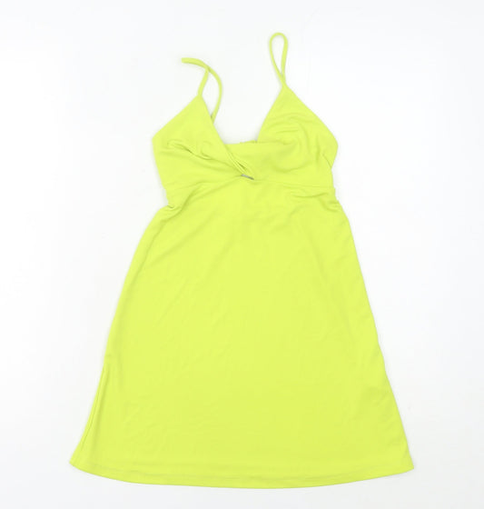 Pull&Bear Women's Yellow XS Slip Dress with Cut Out