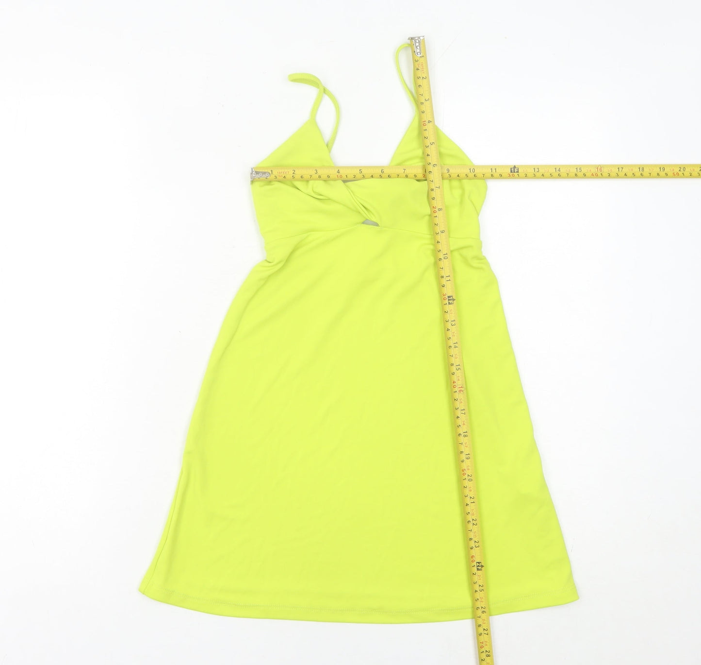 Pull&Bear Women's Yellow XS Slip Dress with Cut Out