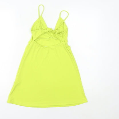 Pull&Bear Women's Yellow XS Slip Dress with Cut Out