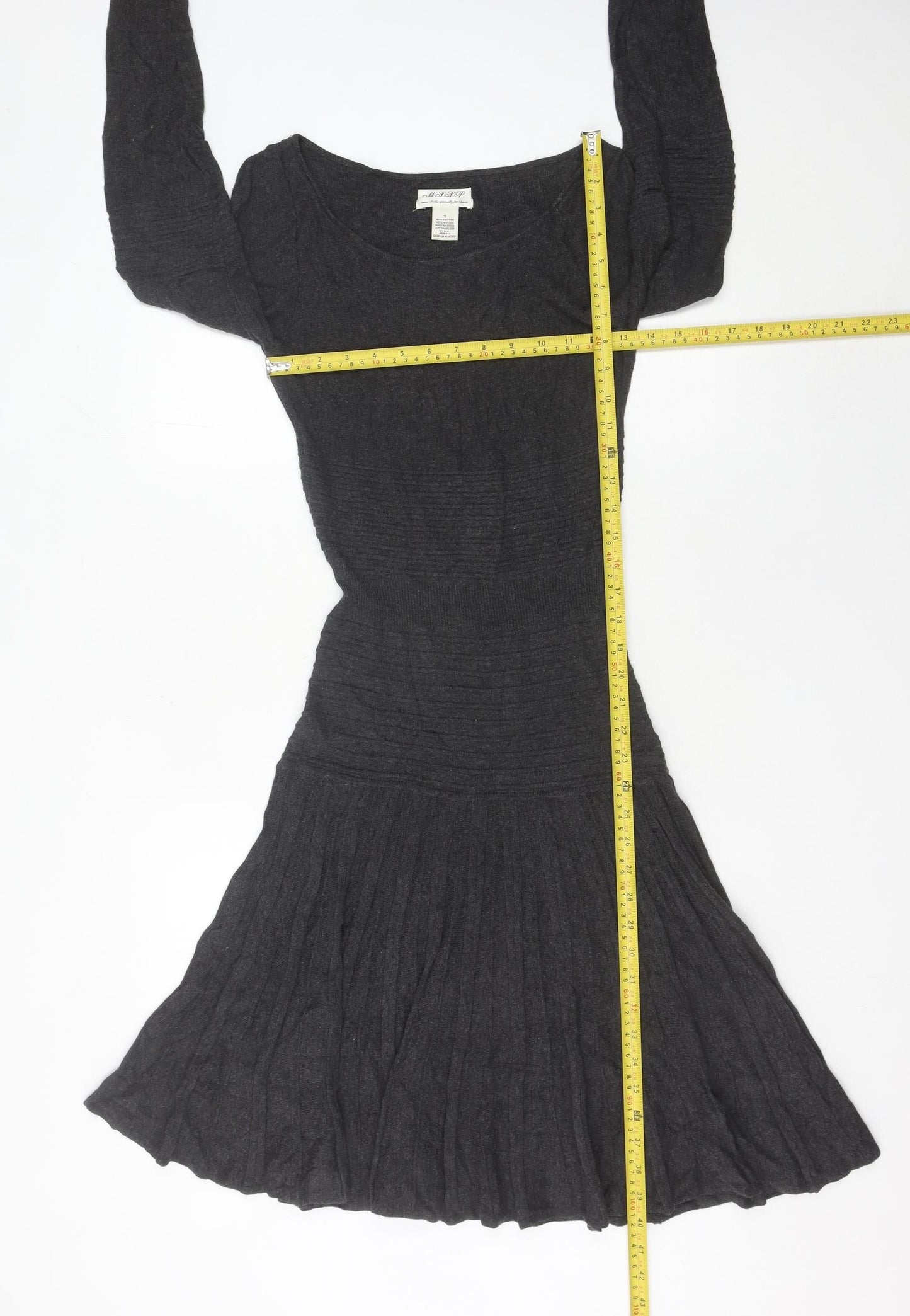 MSSP Women’s Grey Knit Fit & Flare Dress Size S Autumn Winter